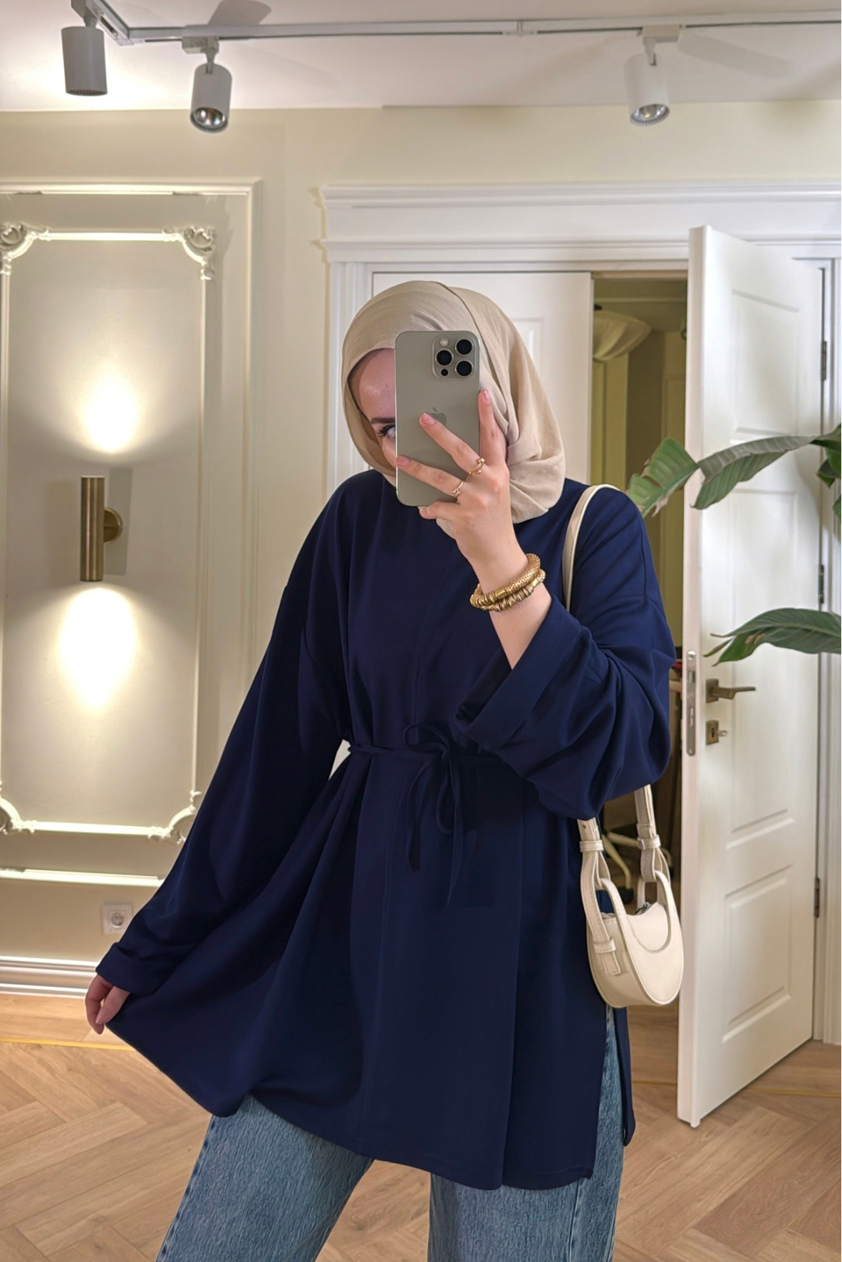 Premium Oversize Basic Sweat -Lacivert -2525