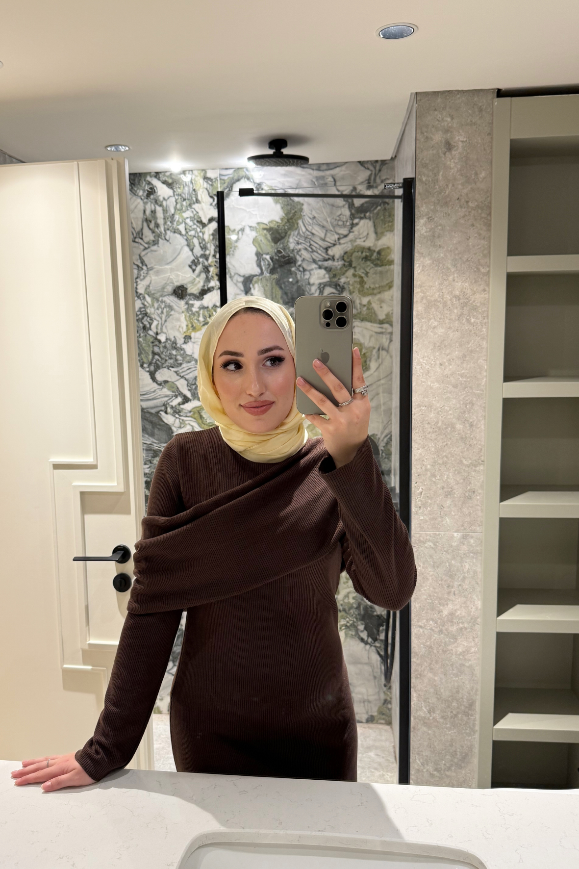 Premium Pelerin Triko Elbise-Acı Kahve-1665