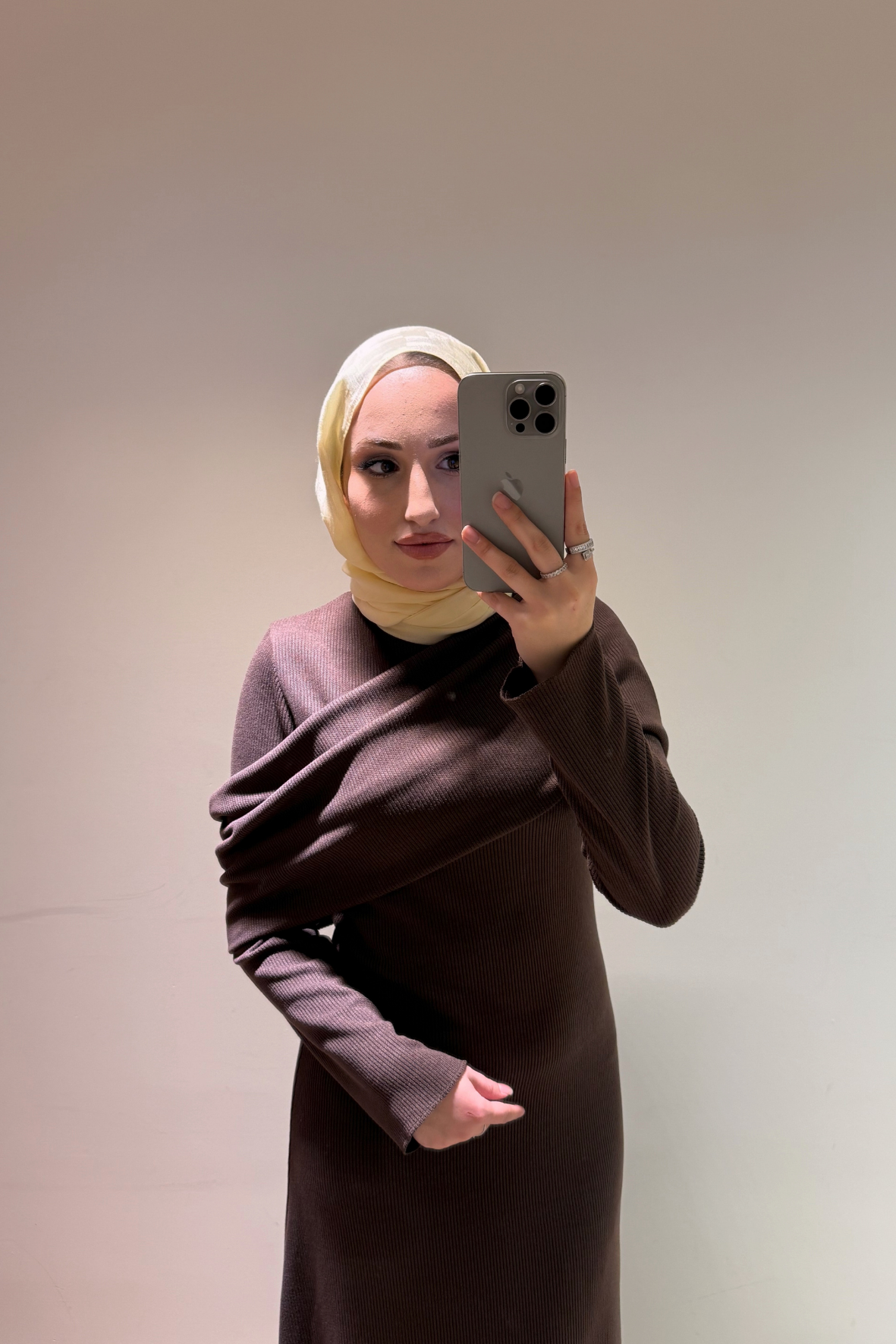 Premium Pelerin Triko Elbise-Acı Kahve-1665