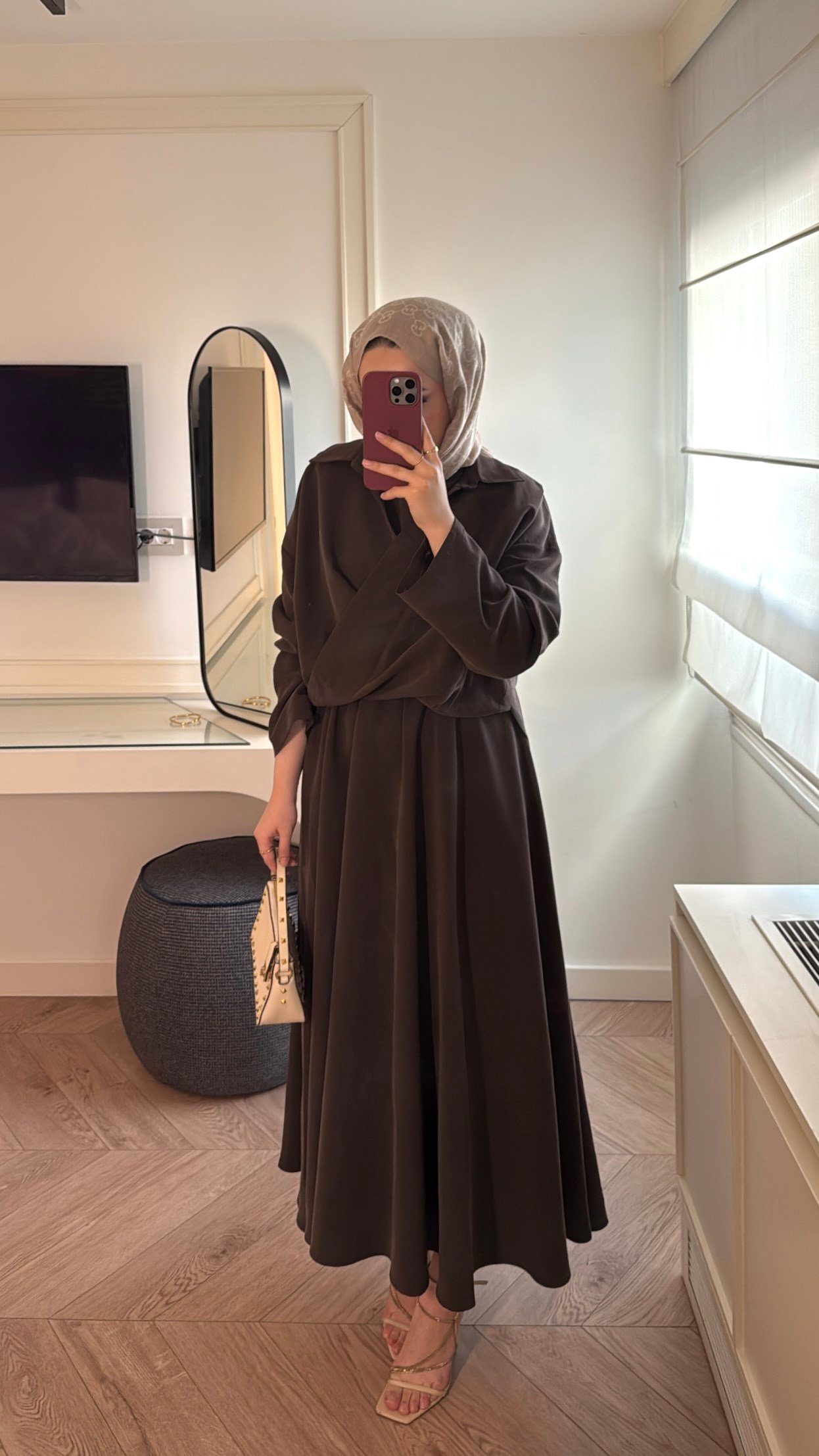 Rosted Model Elbise - Acı Kahve-7583