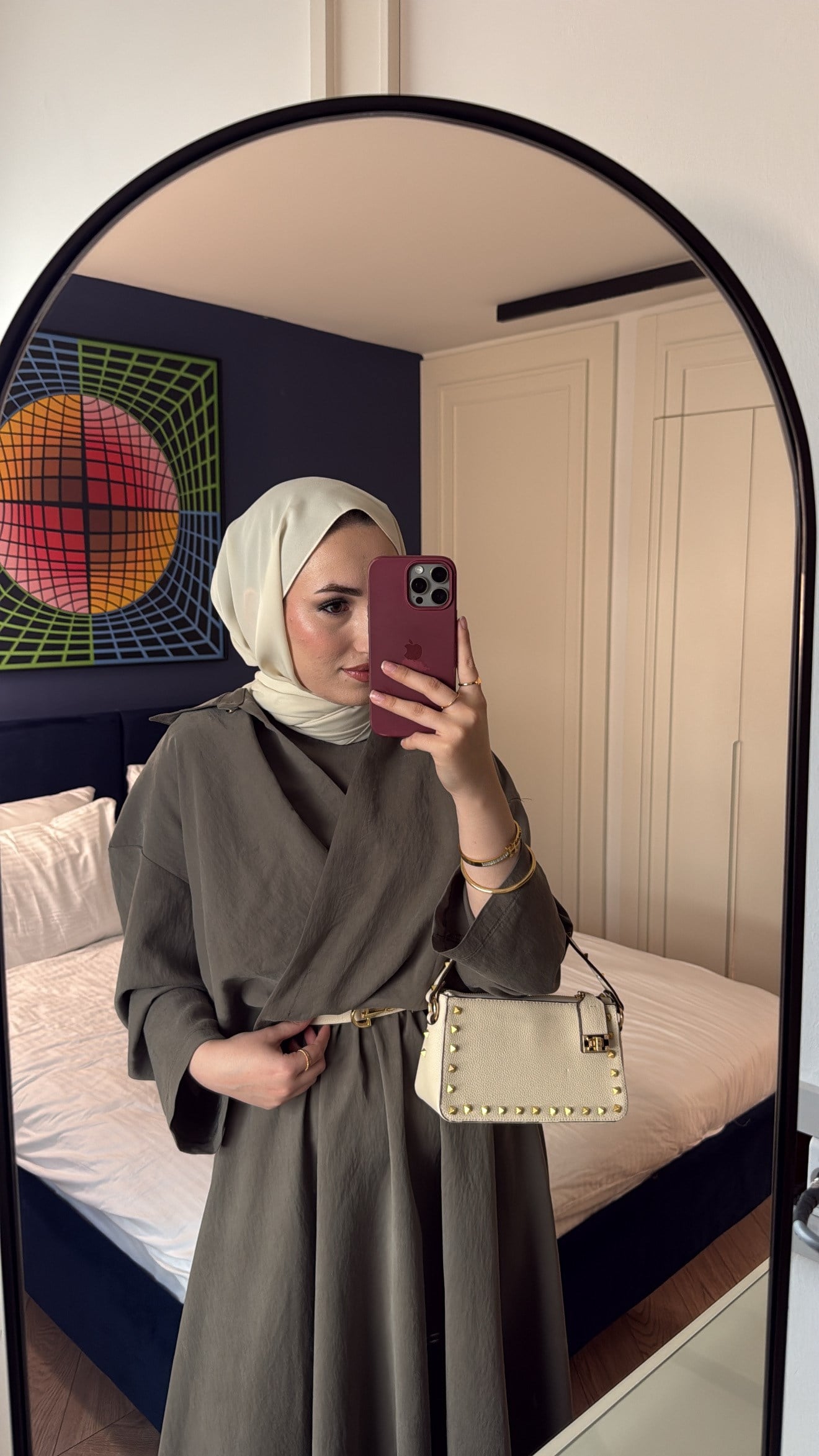 Rosted Model Elbise - Haki-7583