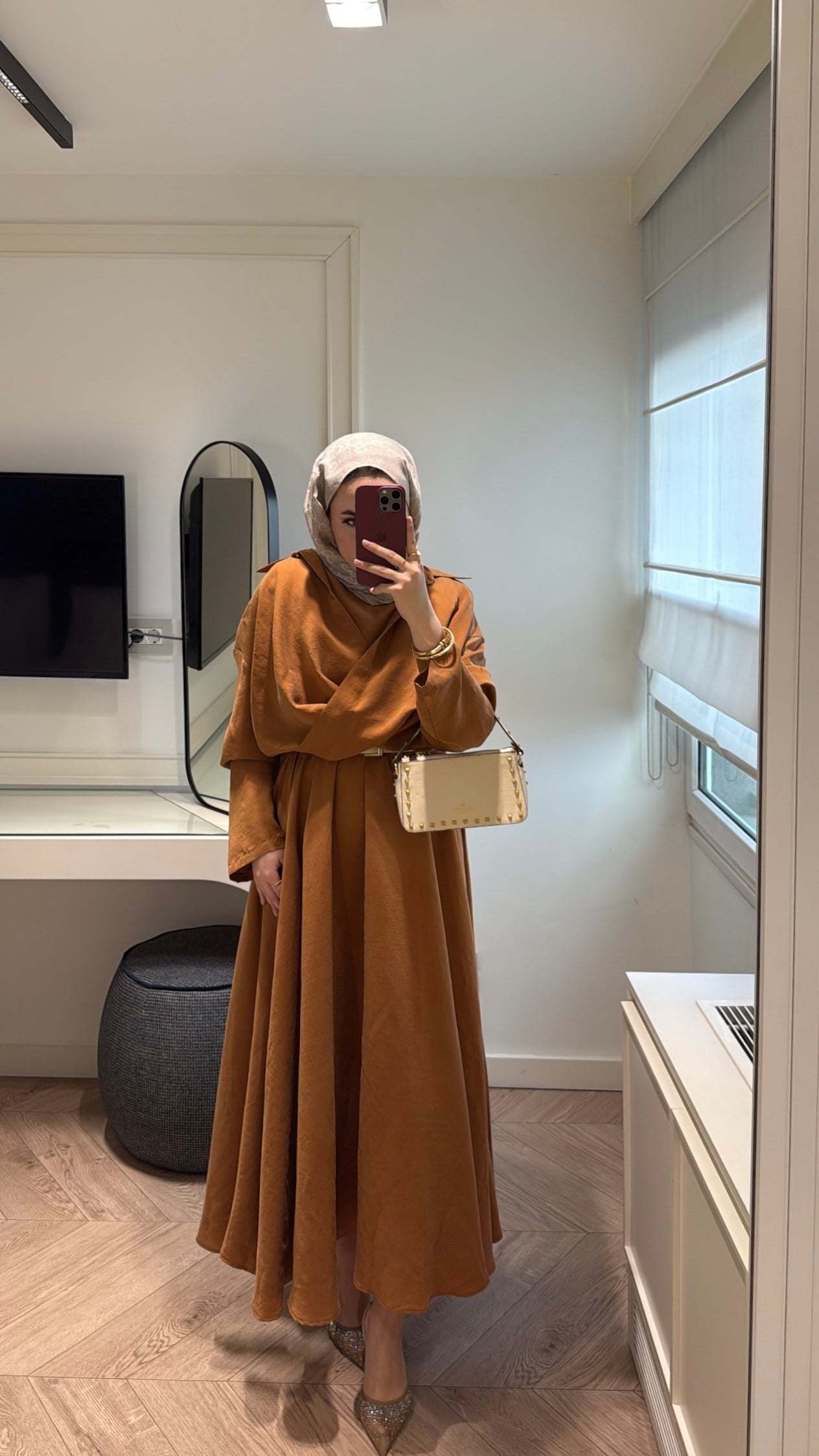 Rosted Model Elbise - Kiremit-7583