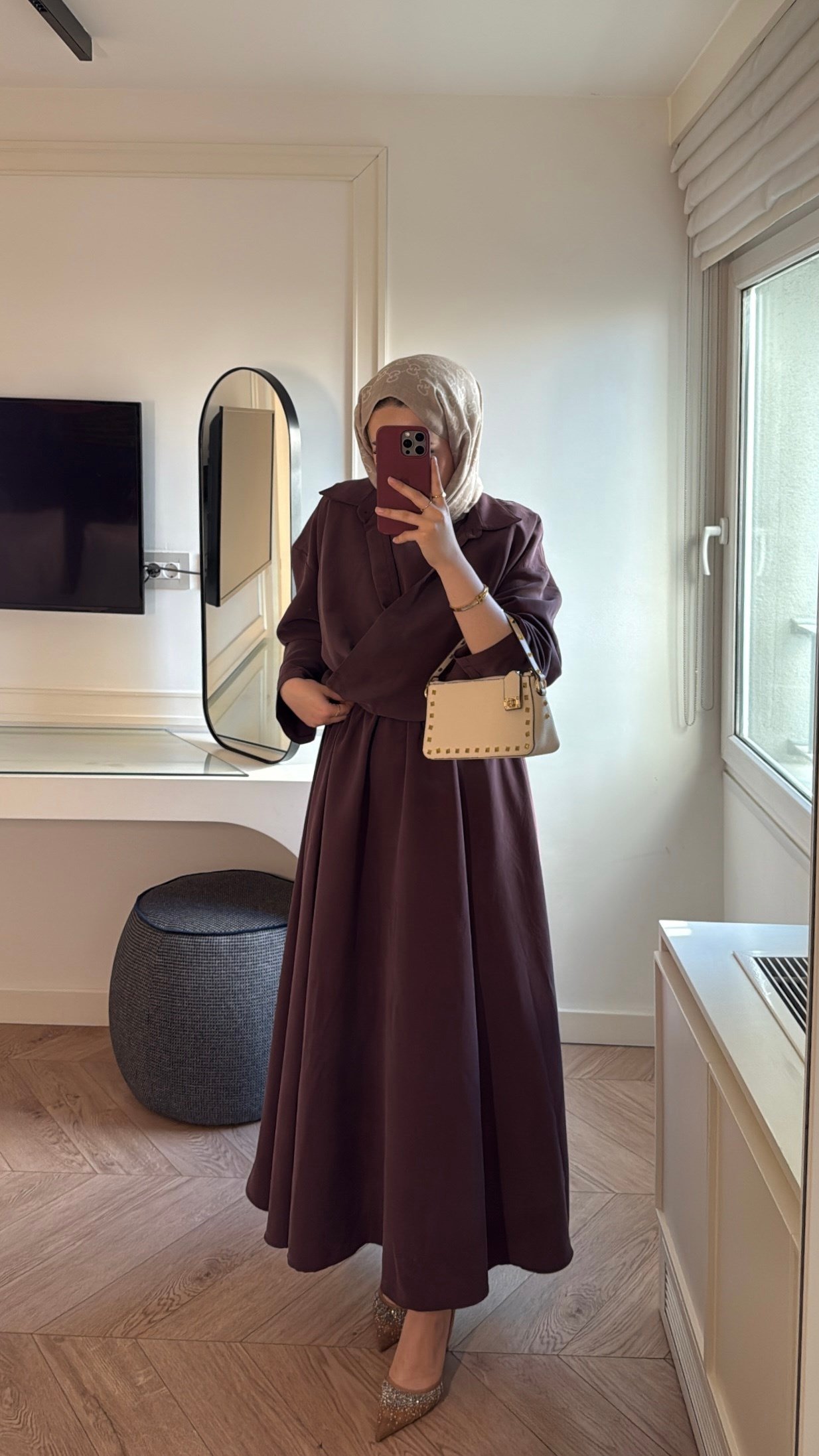 Rosted Model Elbise - Mürdüm-7583