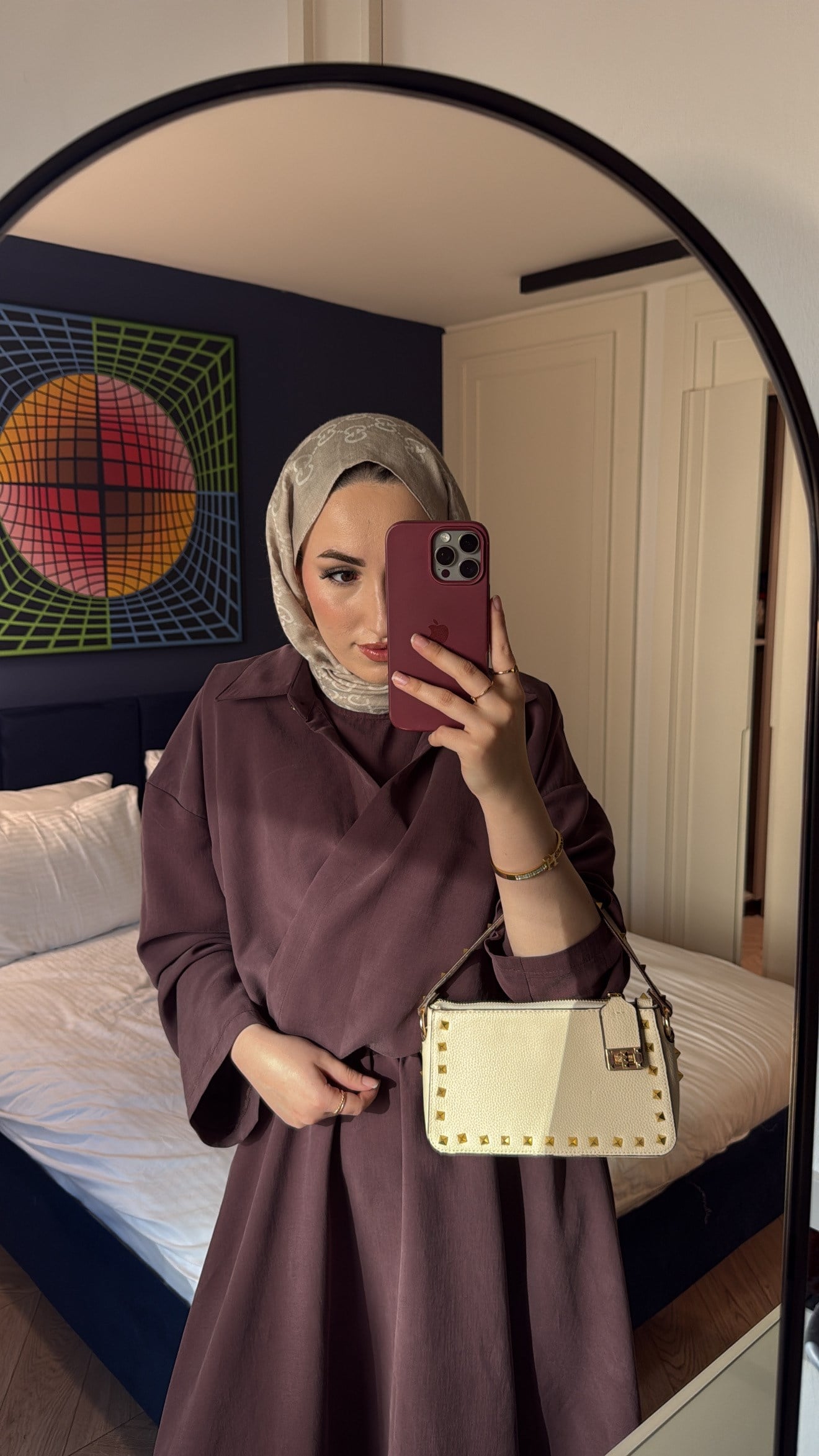 Rosted Model Elbise - Mürdüm-7583