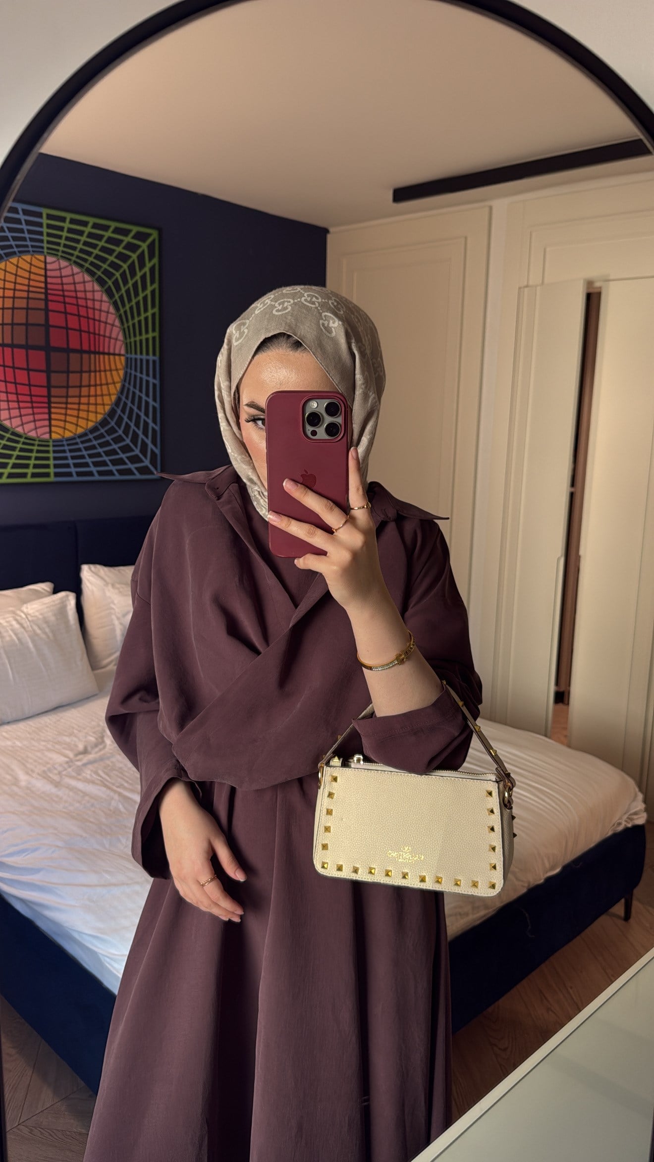 Rosted Model Elbise - Mürdüm-7583