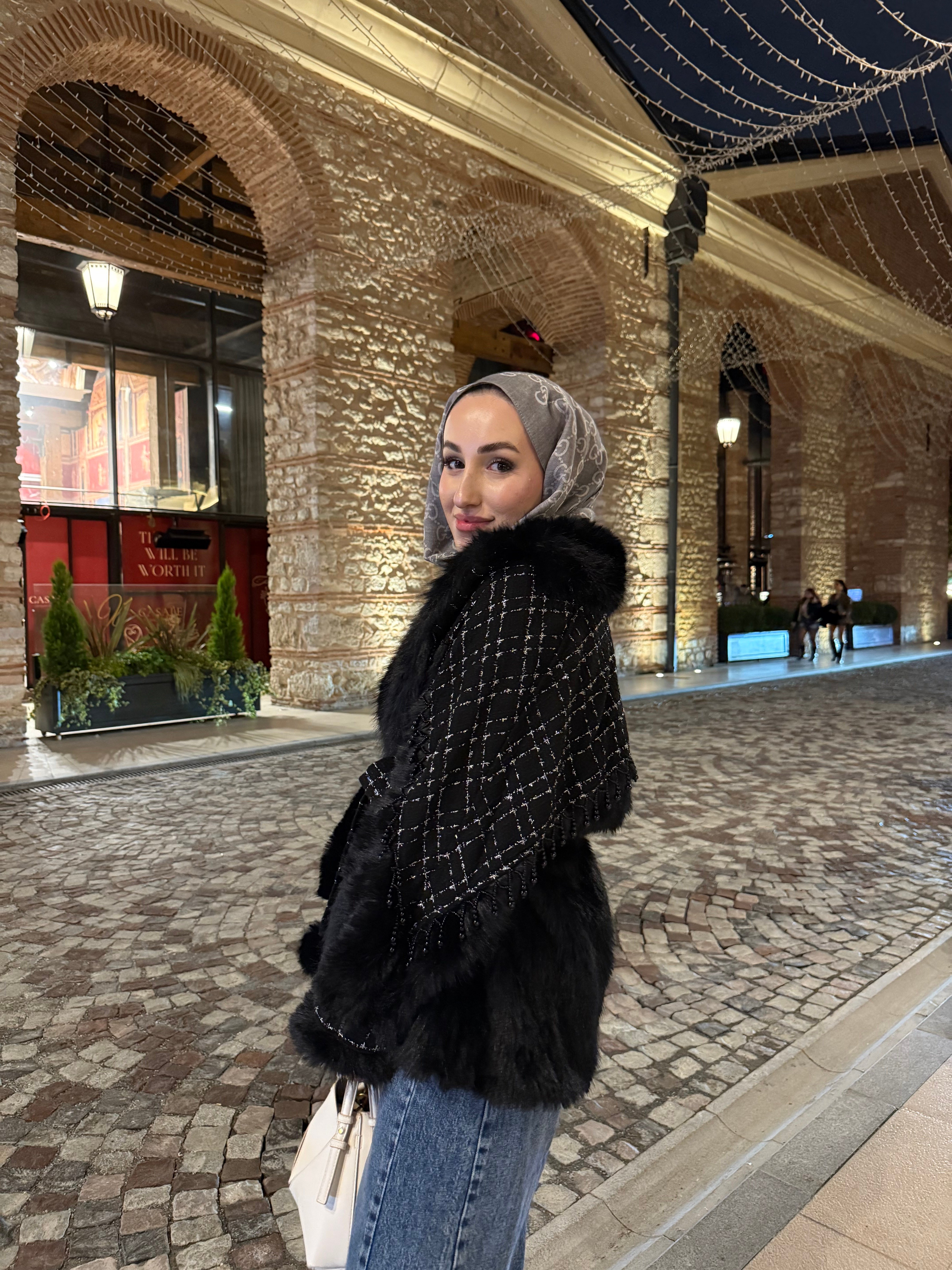 Serena Kürk Ceket - Siyah -6042