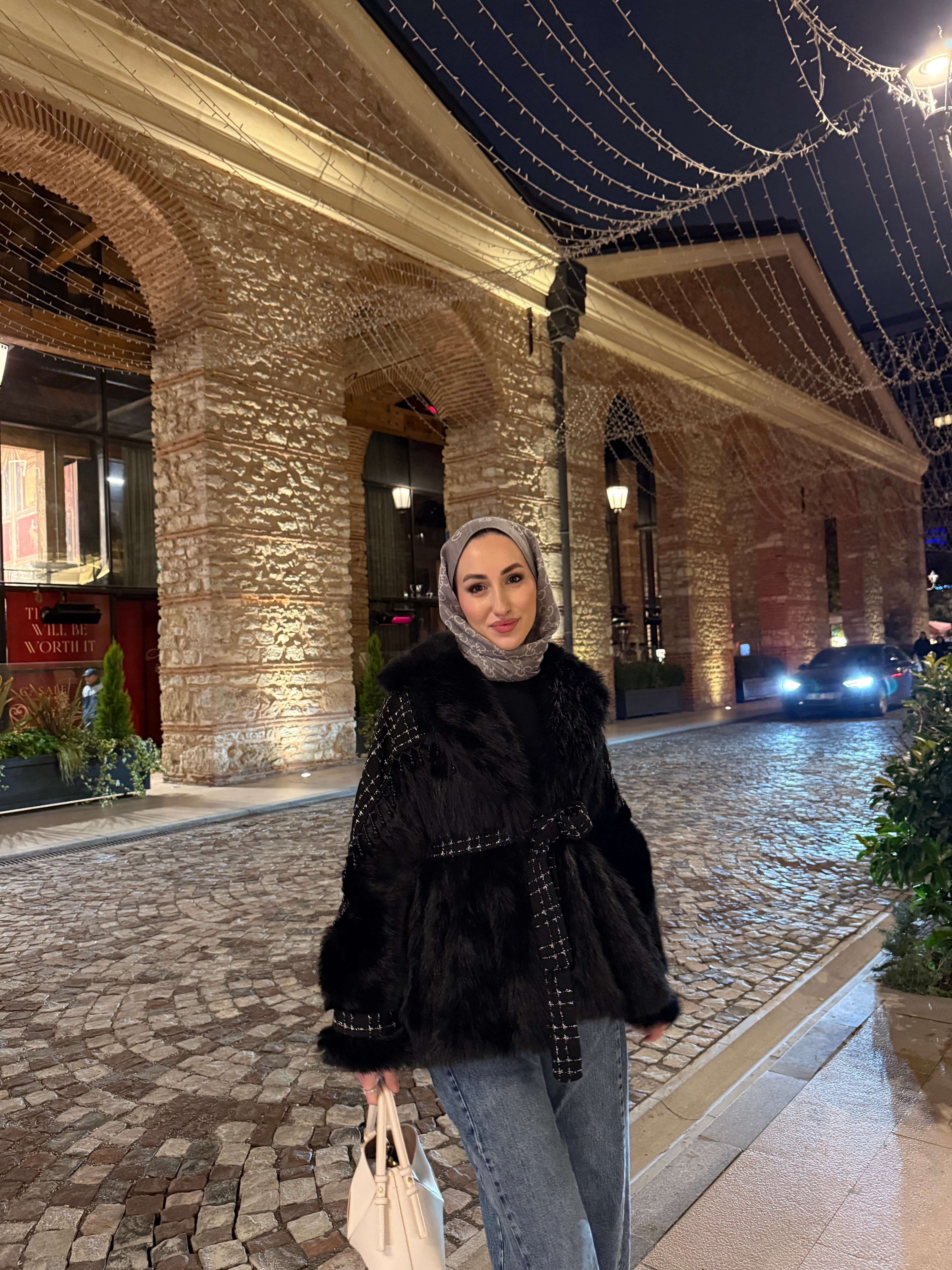 Serena Kürk Ceket - Siyah -6042