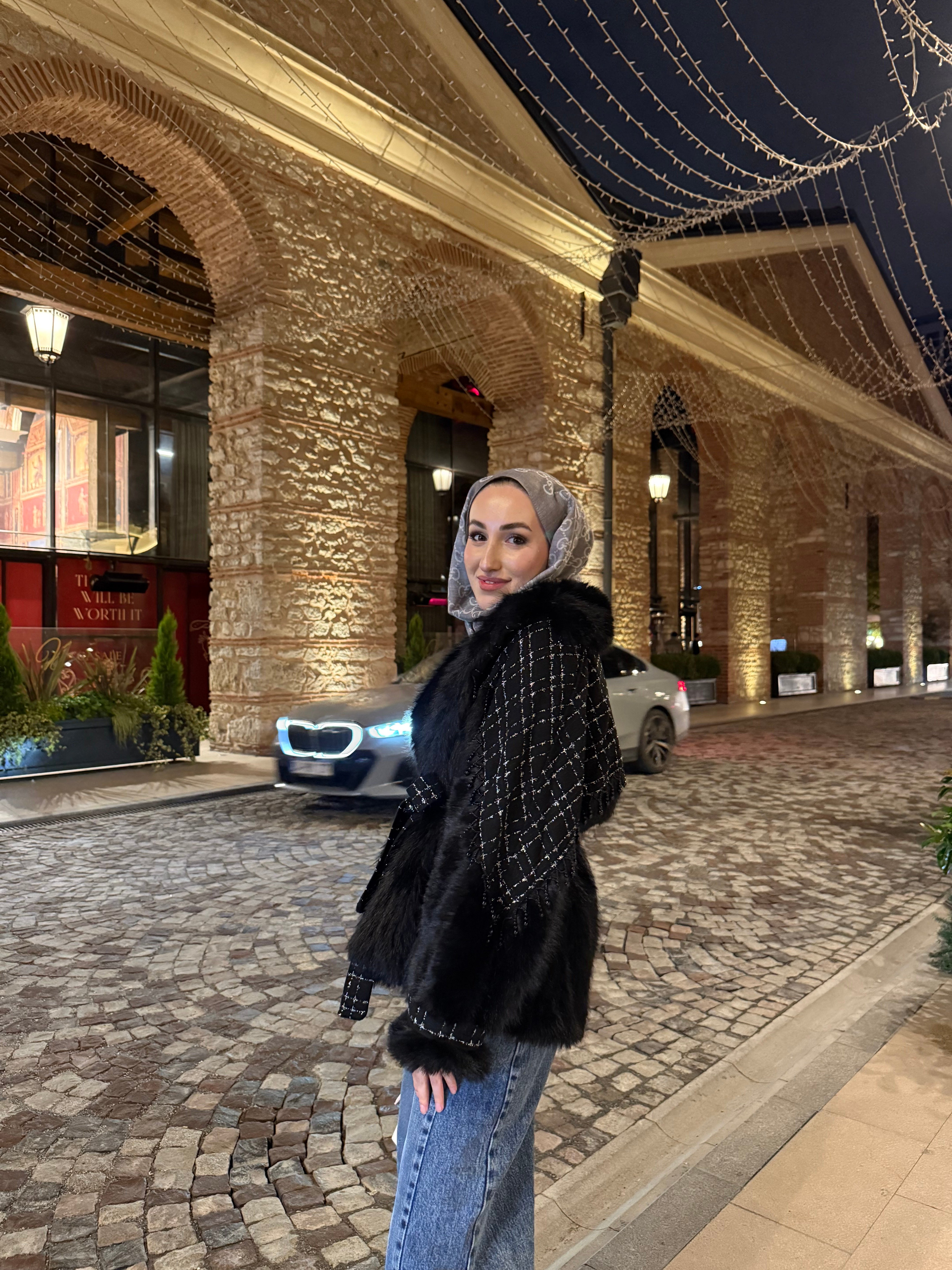 Serena Kürk Ceket - Siyah -6042