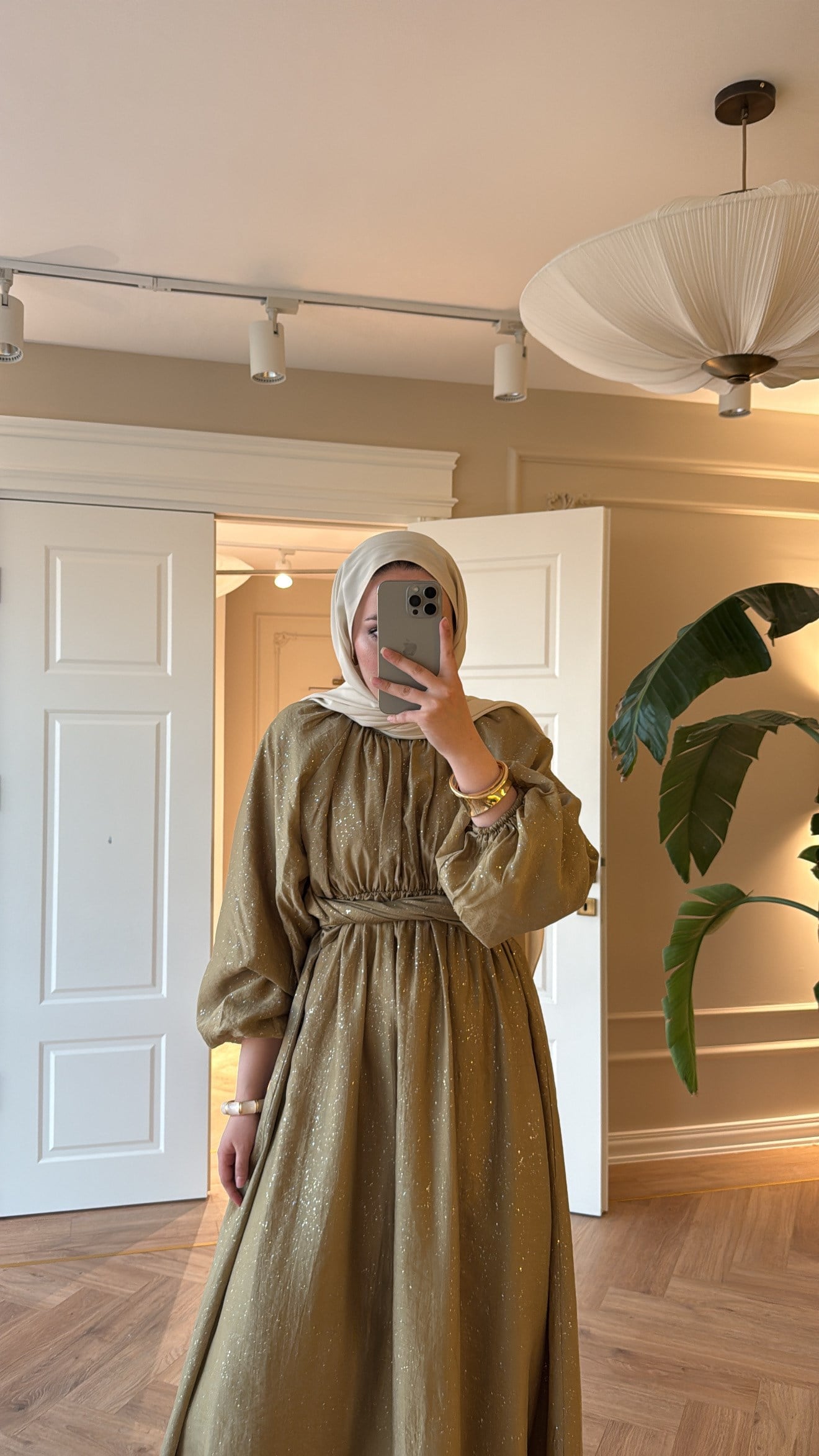 Simli Tül Tencel Elbise Çağla-2165