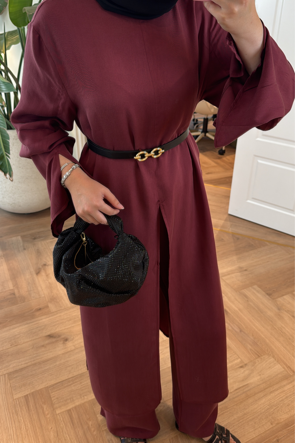 Sinora Pantolonlu Takım - Bordo-7384