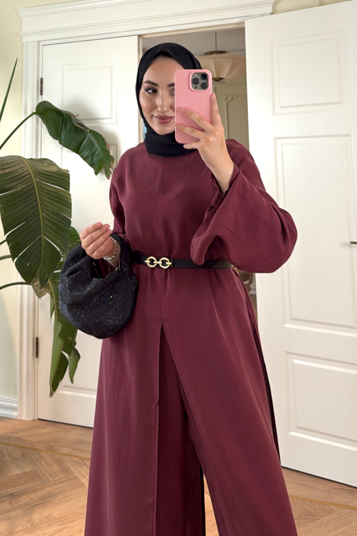Sinora Pantolonlu Takım - Bordo-7384
