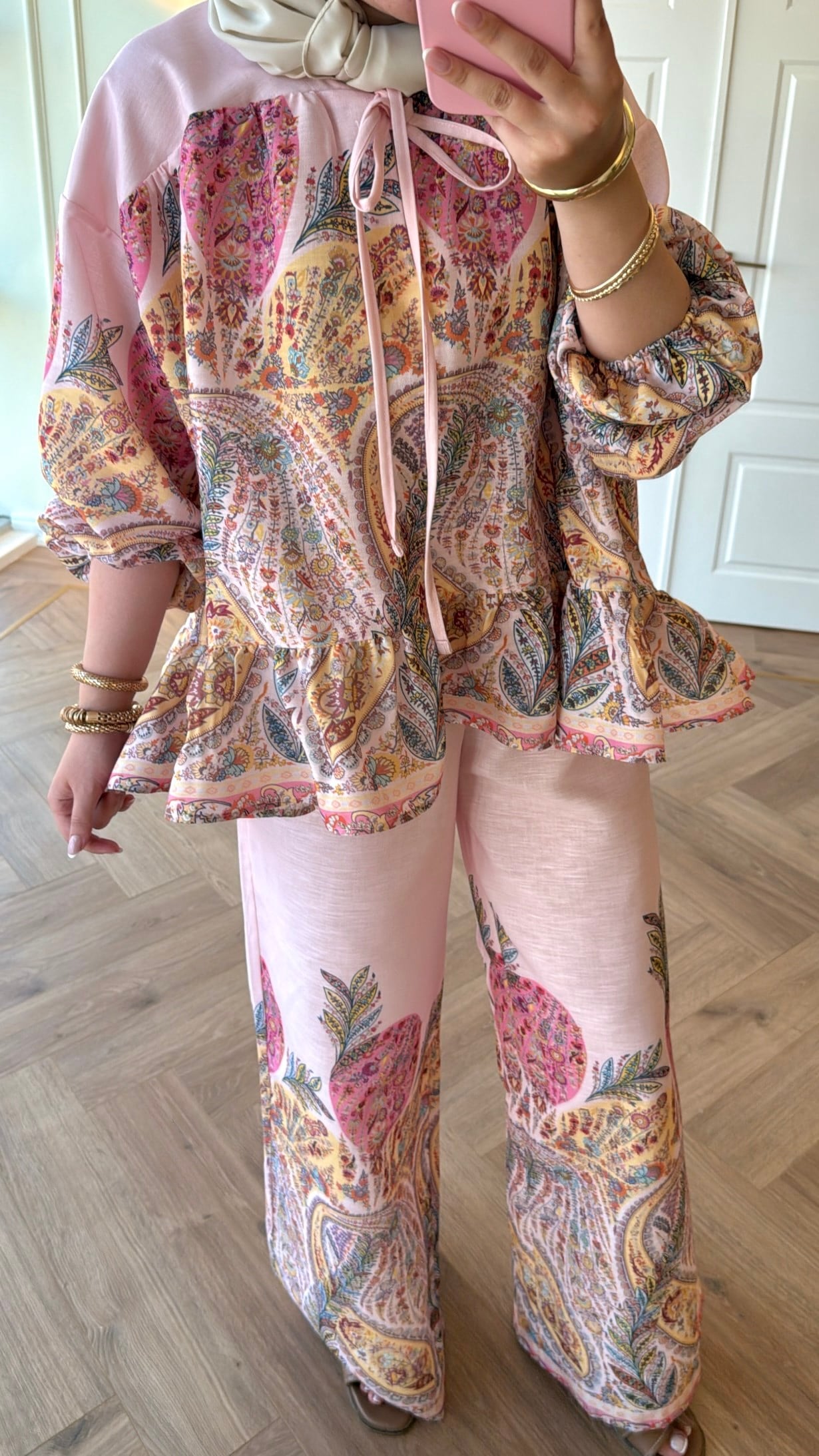 Zimmer Volanlı Pantolonlu Takım - Pembe -74183
