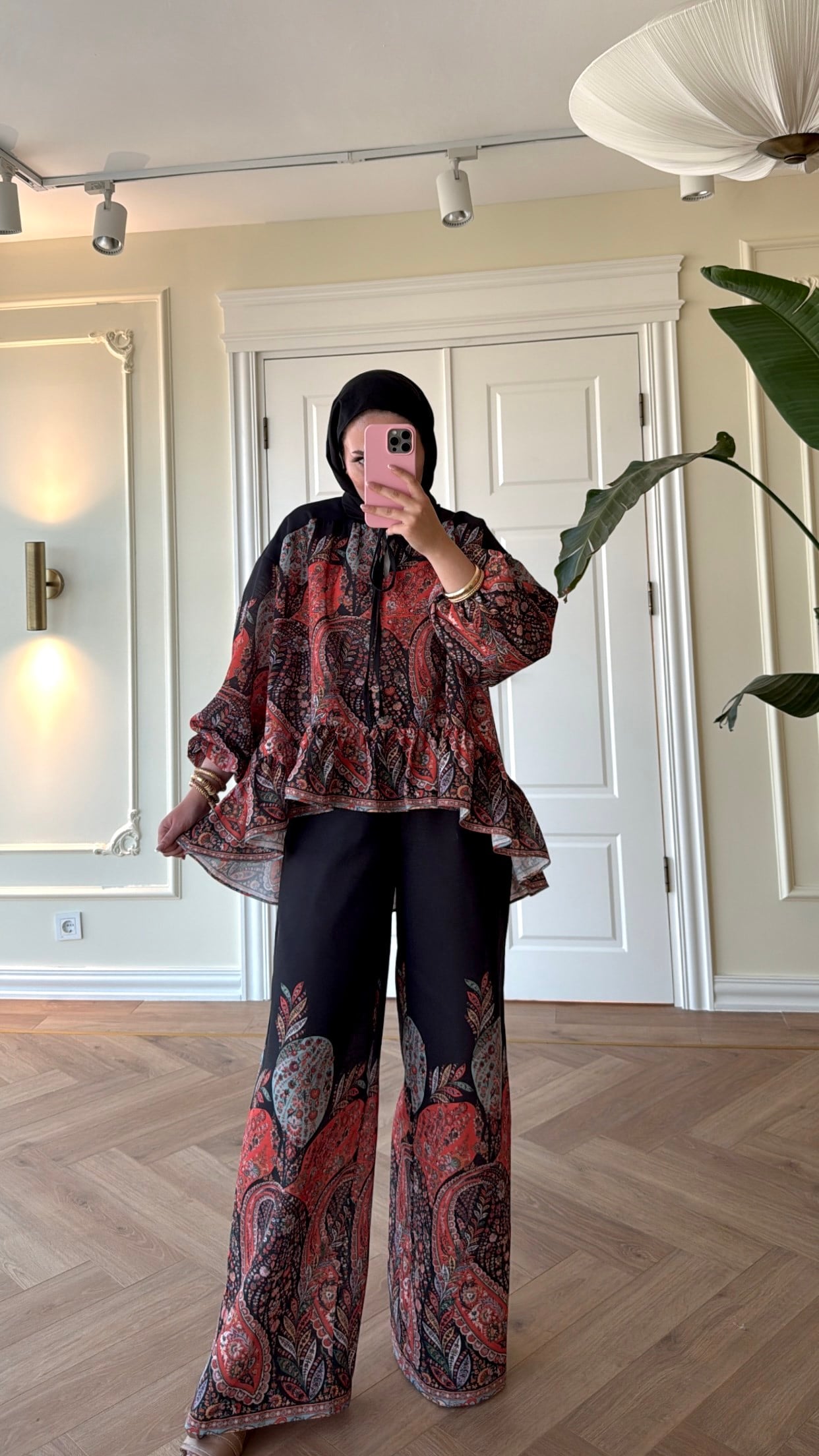 Zimmer Volanlı Pantolonlu Takım - Siyah -74183