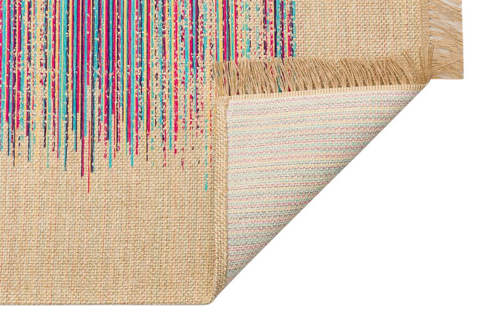 Hasır Görünümlü Kaymaz Renkli Dokuma Modern Kilim