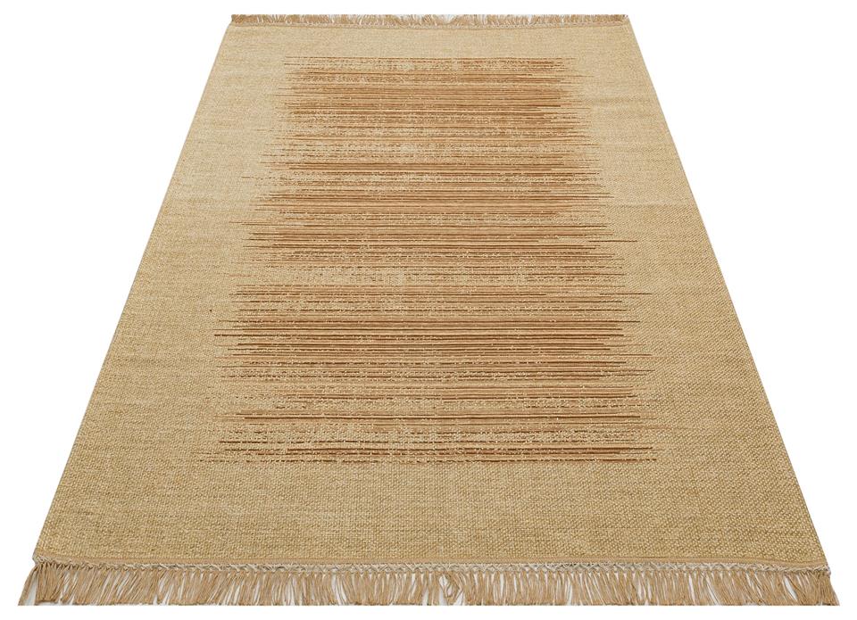 Hasır Görünümlü Kaymaz Renkli Dokuma Modern Kilim