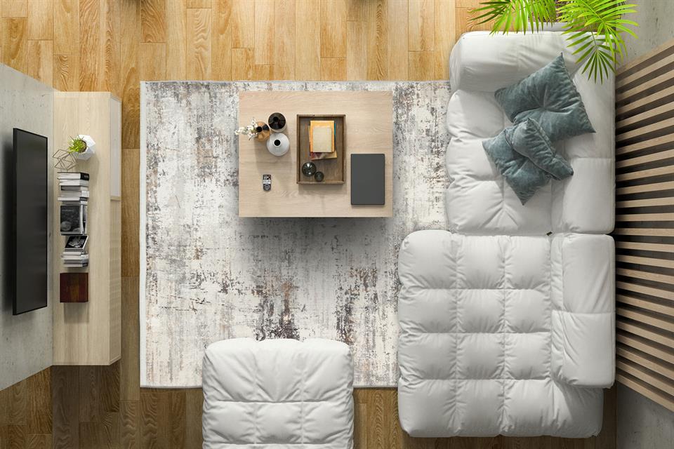 Hav Toz Vermez Eskitme Desenli Modern Makine Halısı