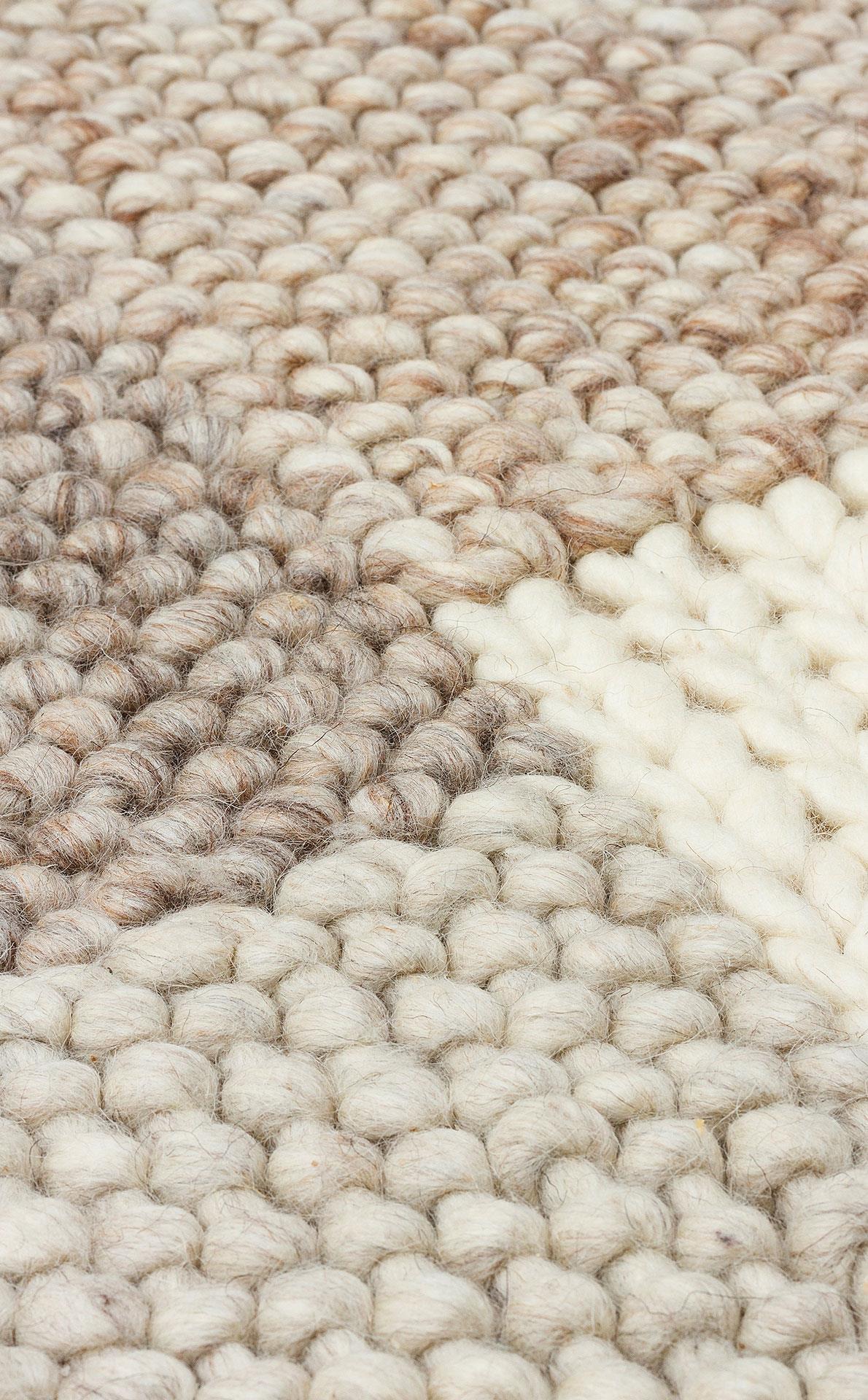 Naturel Kazak Örgü Desenli El Dokuma Örgü Halı