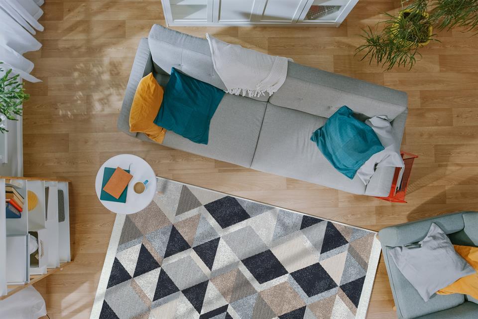 Yıkanabilir Çift Taraflı Modern Desenli Dokuma Kilim