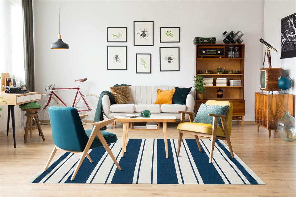 Yıkanabilir Çift Taraflı Modern Desenli Dokuma Kilim