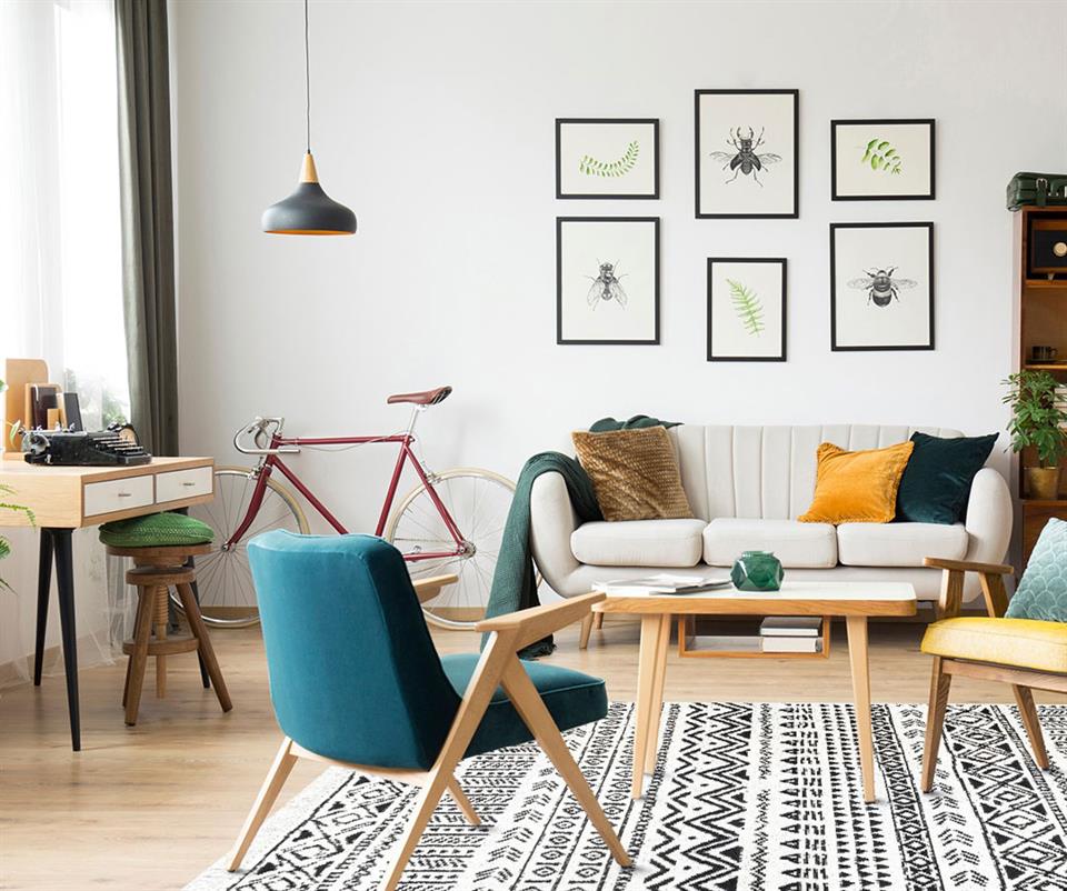 Yıkanabilir Çift Taraflı Modern Desenli Dokuma Kilim