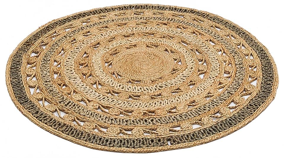 Yuvarlak veya Oval El Dokuma Naturel Jüt Hasır Halı 