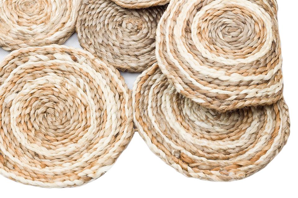 Yuvarlak veya Oval El Dokuma Naturel Jüt Hasır Halı 