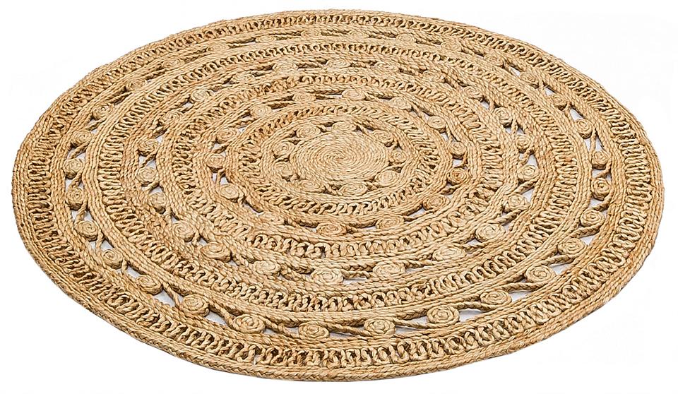 Yuvarlak veya Oval El Dokuma Naturel Jüt Hasır Halı 