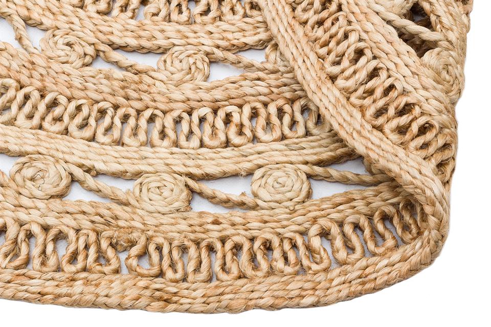 Yuvarlak veya Oval El Dokuma Naturel Jüt Hasır Halı 