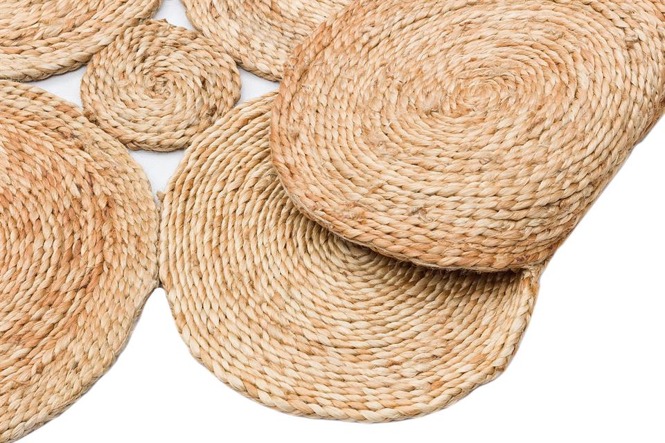 Yuvarlak veya Oval El Dokuma Naturel Jüt Hasır Halı 