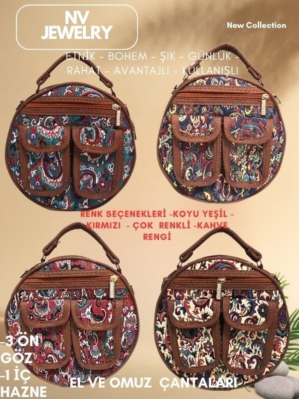  Yuvarlak Bohem Desenli Çanta