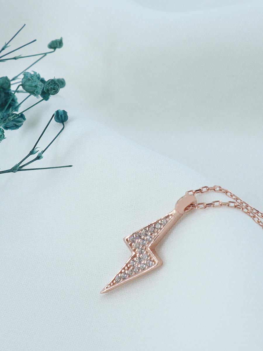 Taşlı Şimşek Kolye