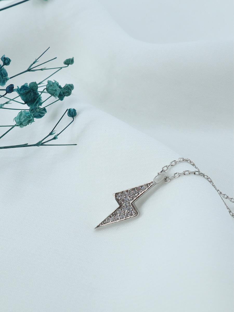 Taşlı Şimşek Kolye