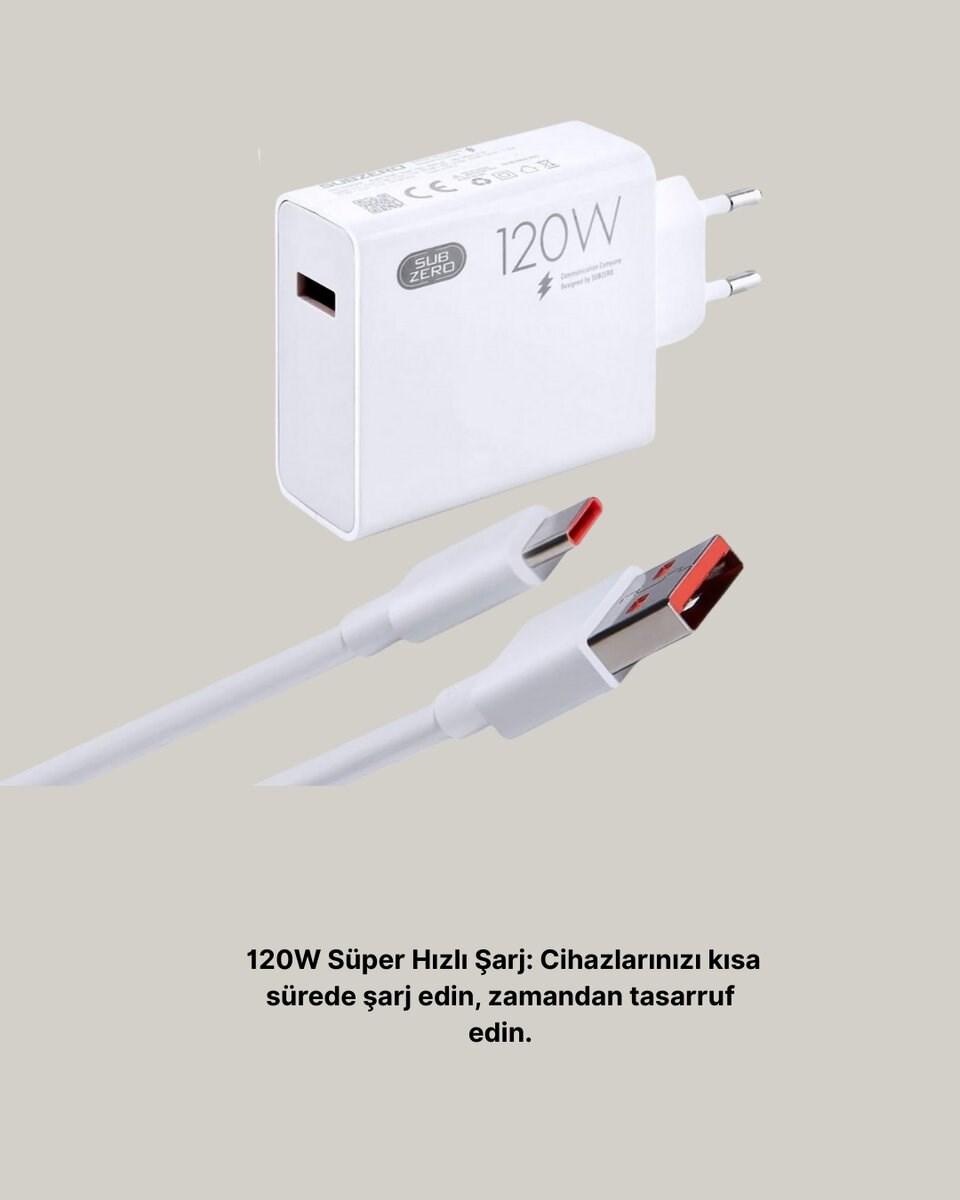 120W Mi Turbo Destekli Hızlı Şarj Cihazı Type-C Uyumlu Akım Korumalı
