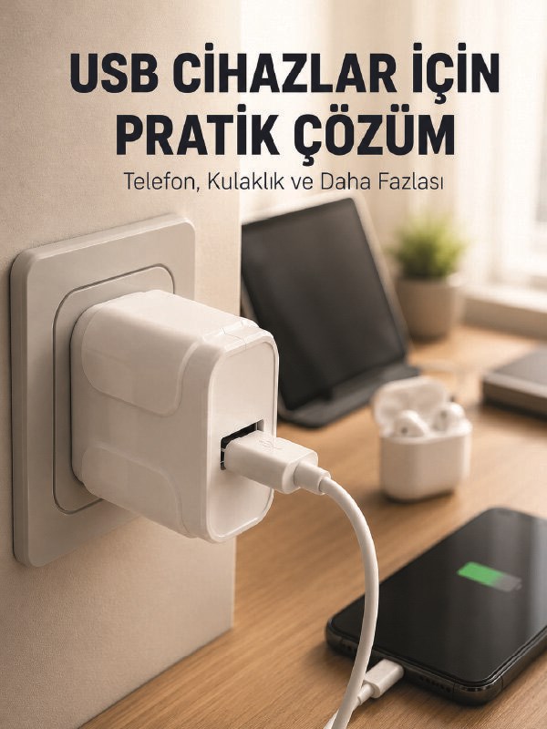 12W USB Şarj Adaptörü 5V 2.4A Hızlı ve Güvenli Şarj Başlığı