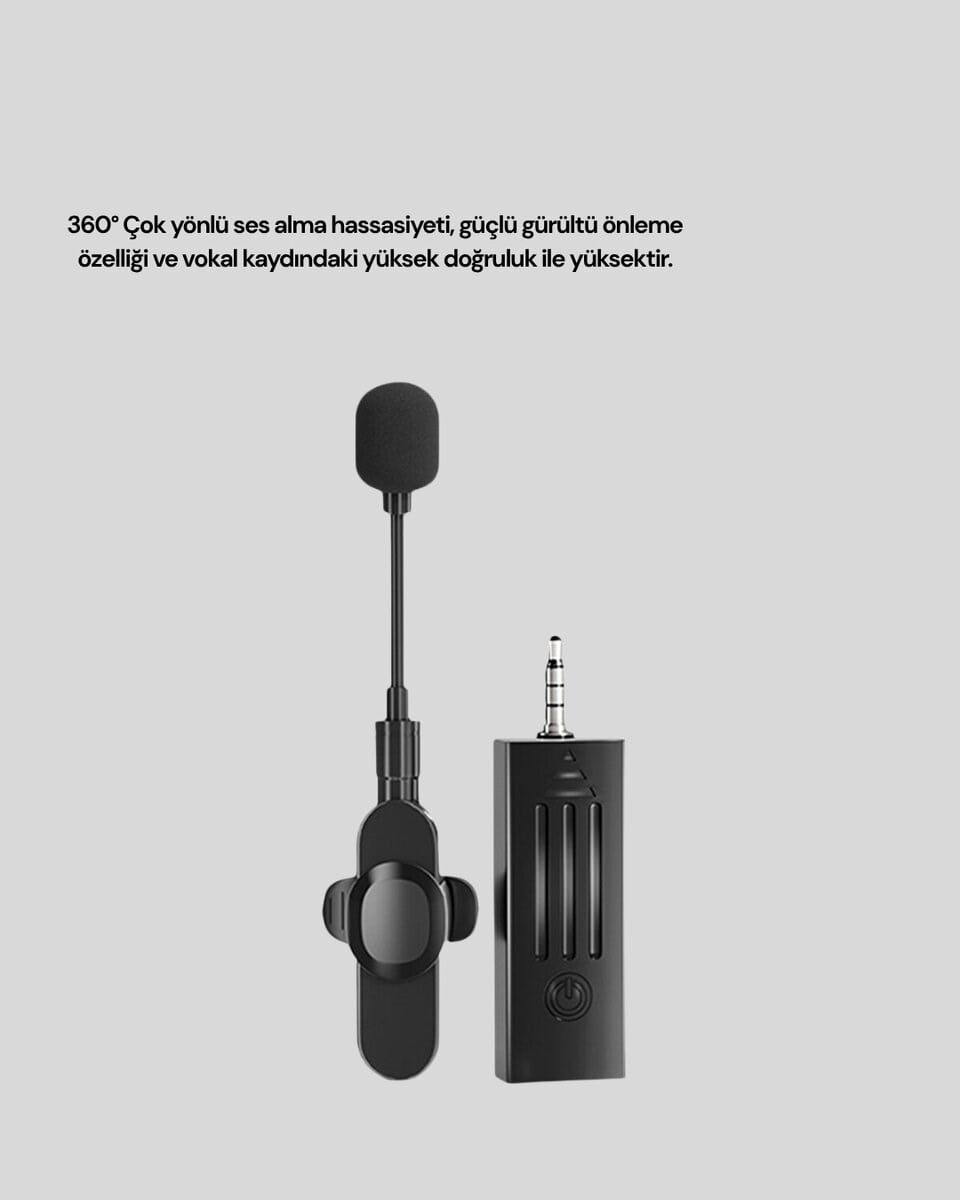 20 Metre Menzilli Kablosuz Yaka Mikrofonu Gürültü Engelleyici