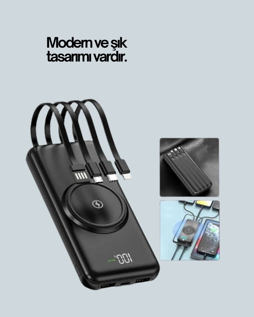 22.5W Hızlı + 15W Kablosuz Şarj – Akıllı Powerbank ile Her An Enerji