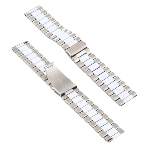 22MM Gear S3 Watch 4 -GT2 GT2E 46MM KayışKordon Seramik Paslanmaz Çelik-(1903)