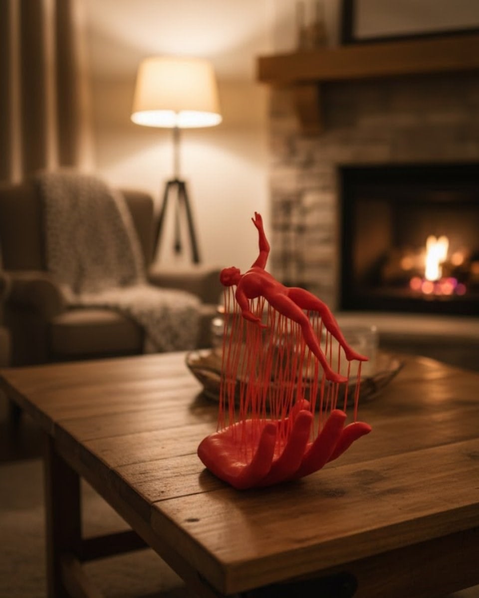 3D El Formlu İnsan Figürü Kırmızı Modern Soyut Dekoratif Biblo 12x18 cm