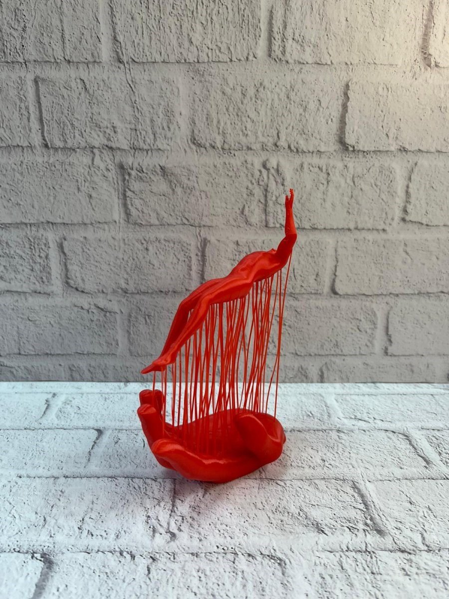 3D El Formlu İnsan Figürü Kırmızı Soyut Tasarım Dekoratif Biblo 12x18 cm