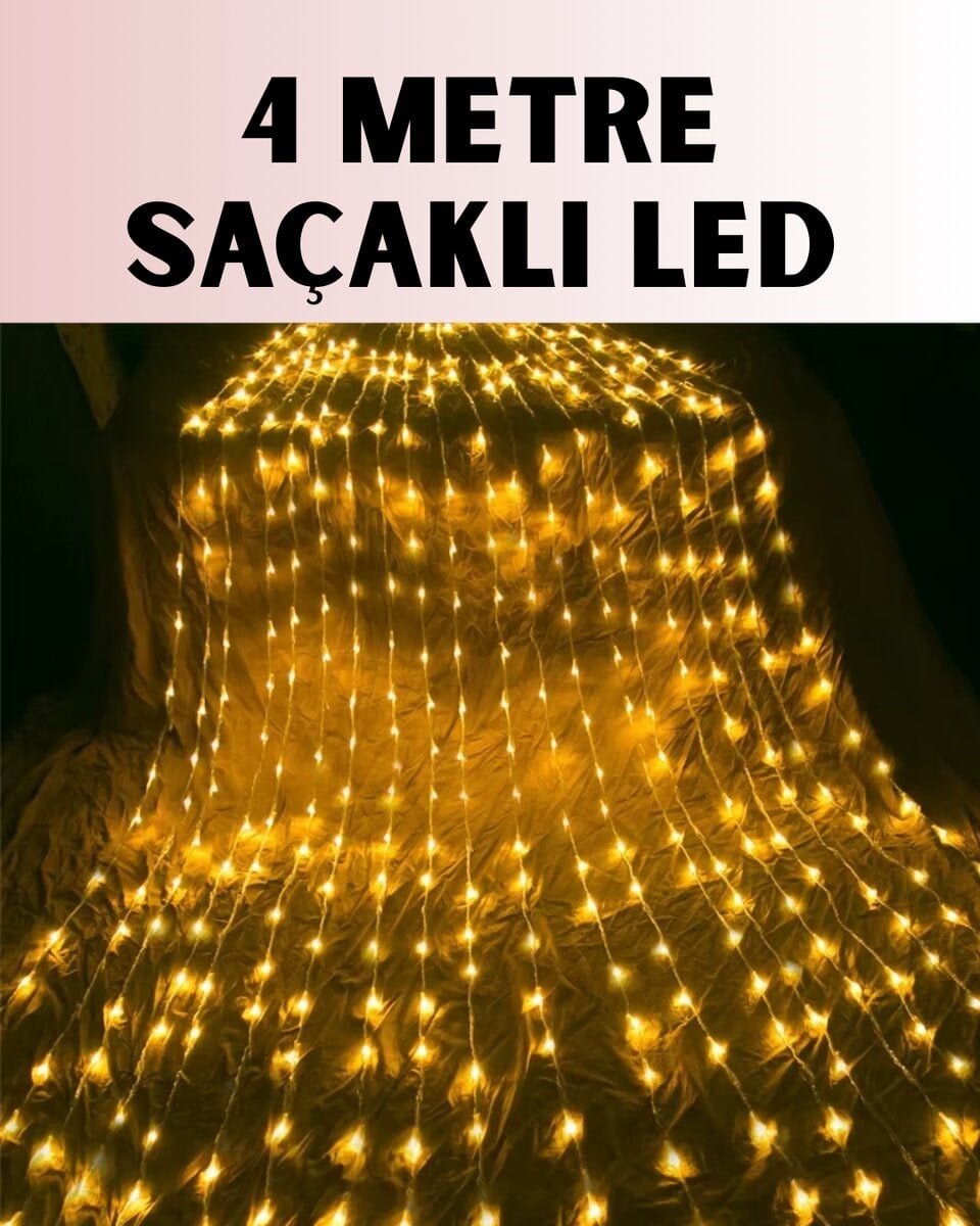 4 Metre Icicle Şelale Led Yılbaşı Perde Işık Sıcak Ambiyans