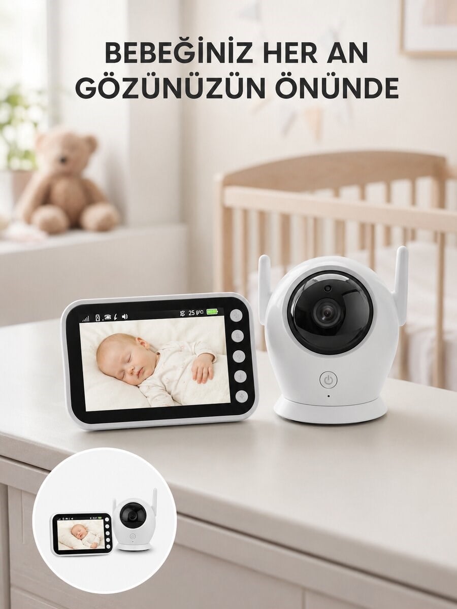 4.5 İnç Ekranlı Gece Görüşlü Bebek Kamerası ve Monitörü Yeni Nesil