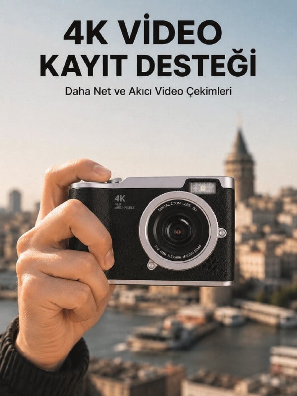 48 MP Dijital Kamera 4K Video Çekim Özellikli Kompakt Tasarım