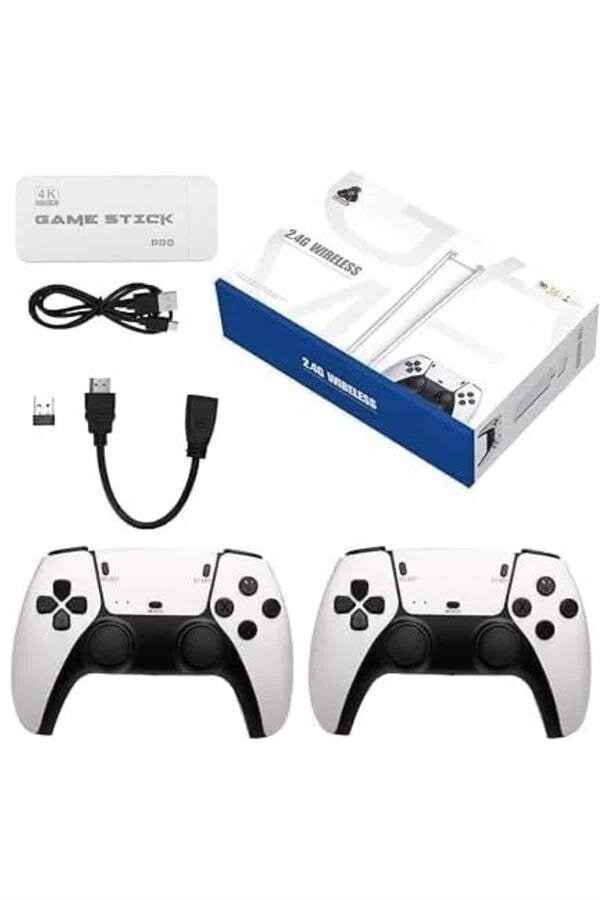 4K HD Görüntü Kaliteli Retro Game Stick 20000 Oyunlu Çift Kollu Beyaz Game Stick