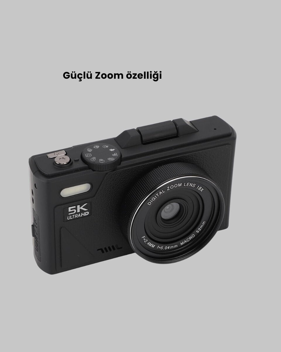 5K UHD Dijital Kamera 75MP Sensör 18x Zoom Stabilizasyonlu