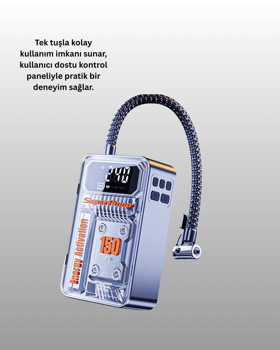 6000mAh Bataryalı LED Ekranlı Akıllı Hava Kompresörü