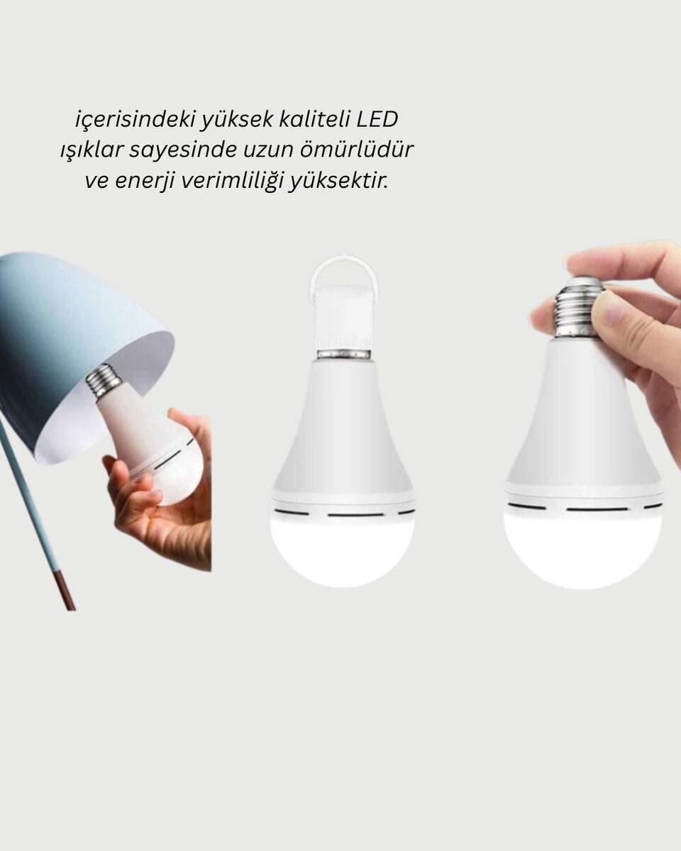 Acil Durumlar İçin Şarjlı LED Ampul 6400K Soğuk Beyaz 30 Watt Yeni Nesil