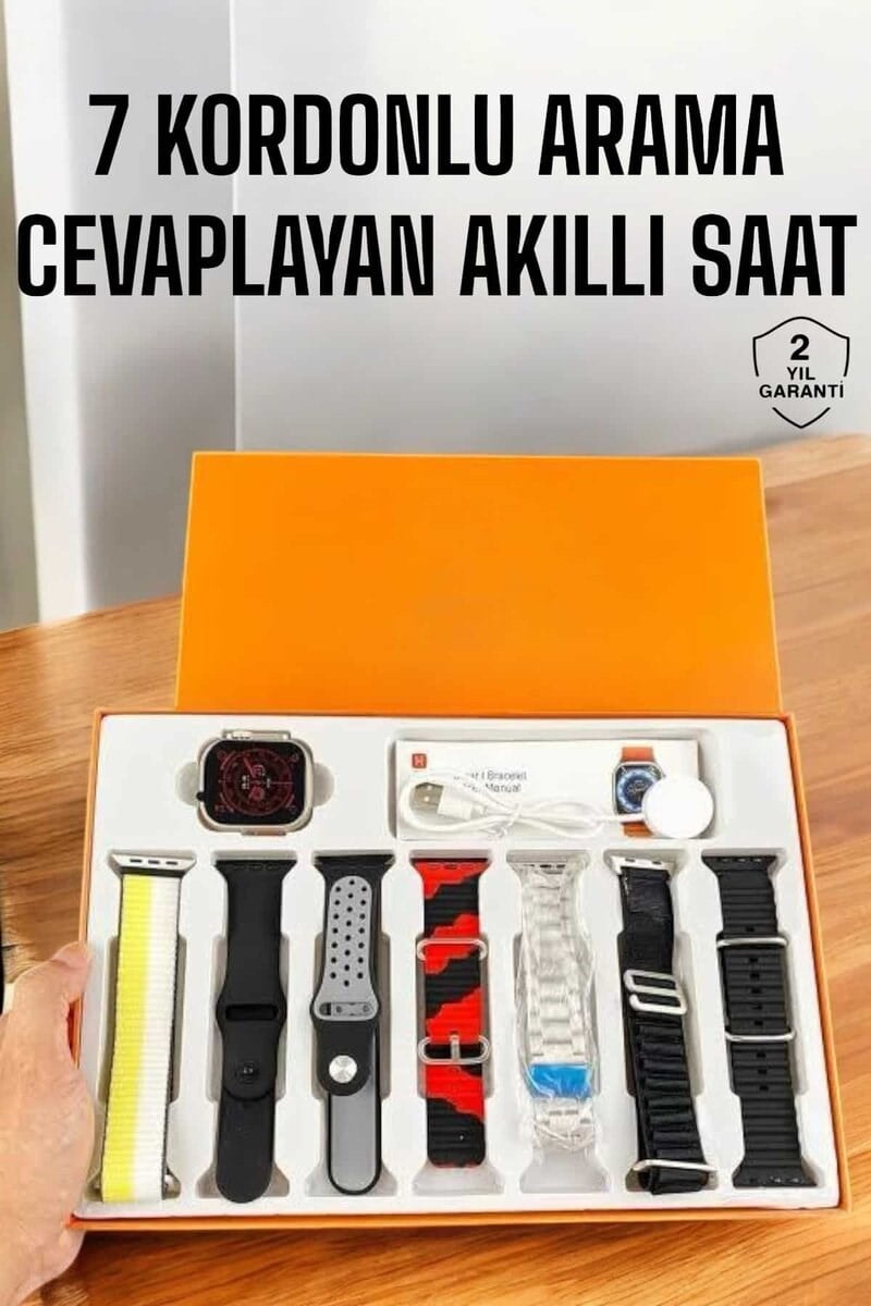 Akıllı Saat 7 Kordonlu Bildirim Görebilen Metal Kordon GPS Özelliği