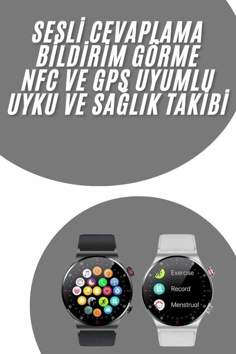 Akıllı Saat Adımsayar Nabız Ölçer Titreşim Özellikli Çağrı Cevaplama Sosyal Medya