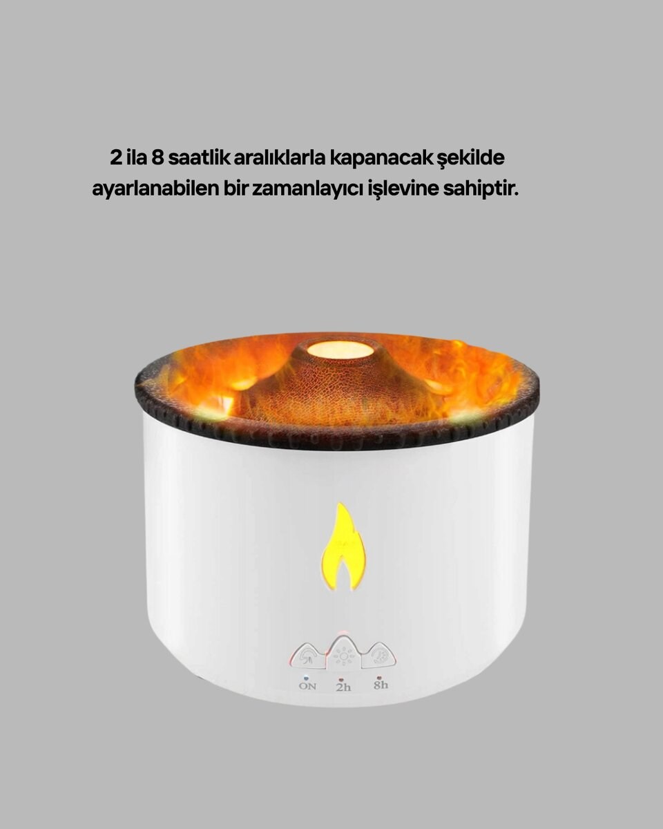 Alev Efektli Buhar Makinesi – Aromaterapi, Nemlendirme ve Işık Modlu Tasarım Yeni Nesil