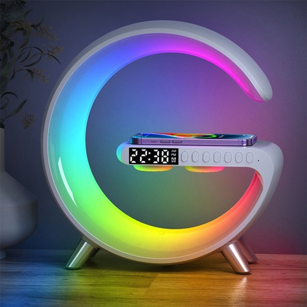 Ally 15W Kablosuz Şarj Standlı Bluetooth hoparlör RGB Gece Lambası-(1903)